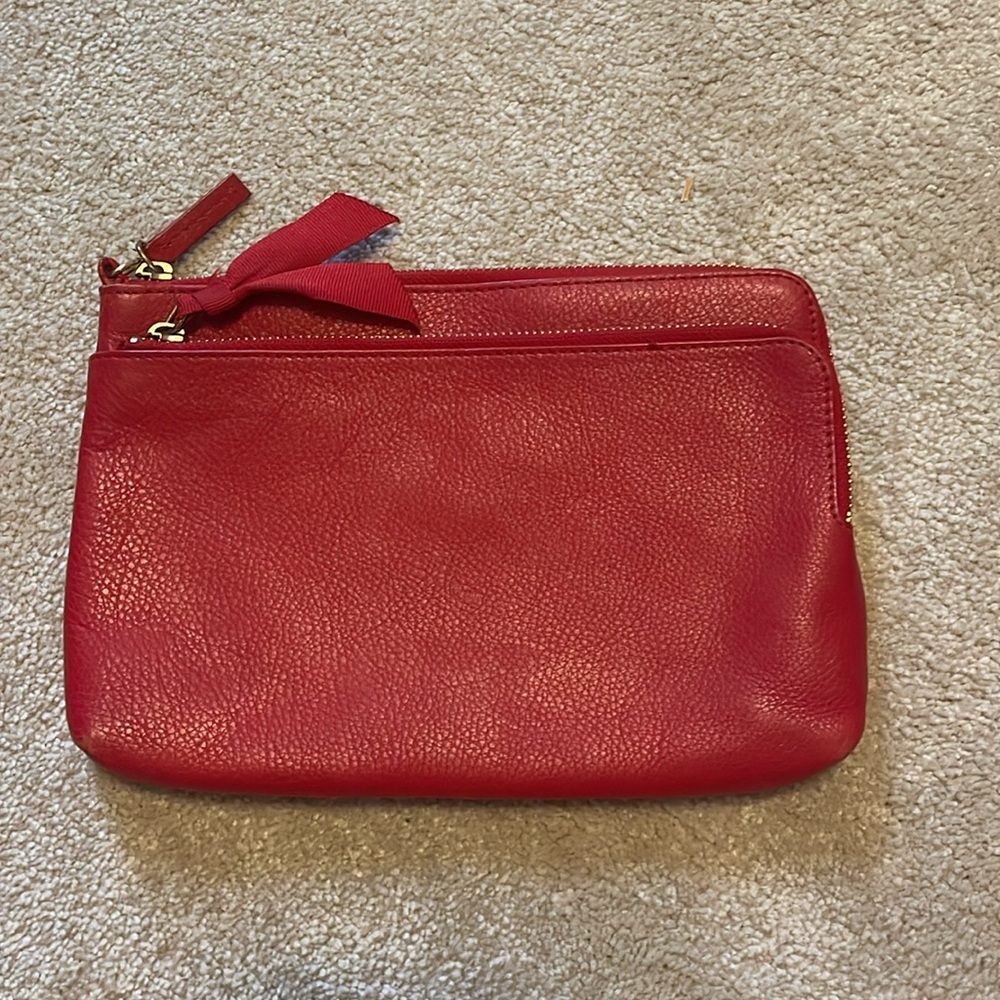 Red leather clutch